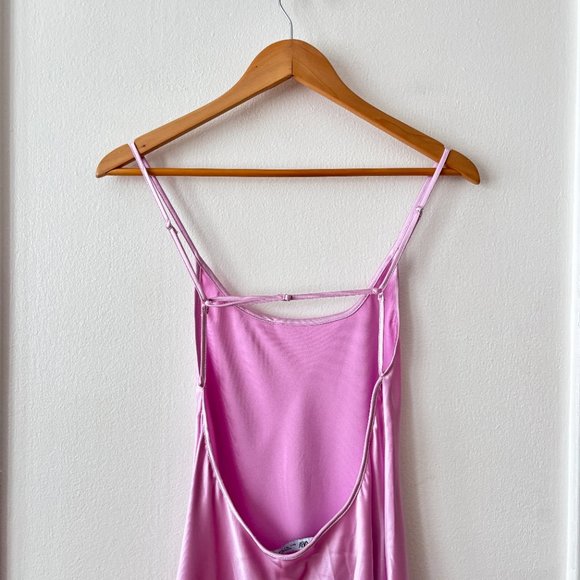 Zara Lavender Satin Effect Midi Slip Dress - Picture 6 of 7